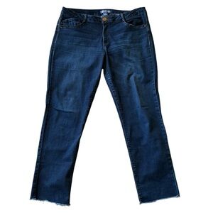 Democracy Flex-ellent Denim Jeans Sz 16X31 Stretch Dark Wash Raw Hem High Waist